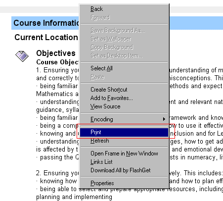 The context menu, Print is highlighted.